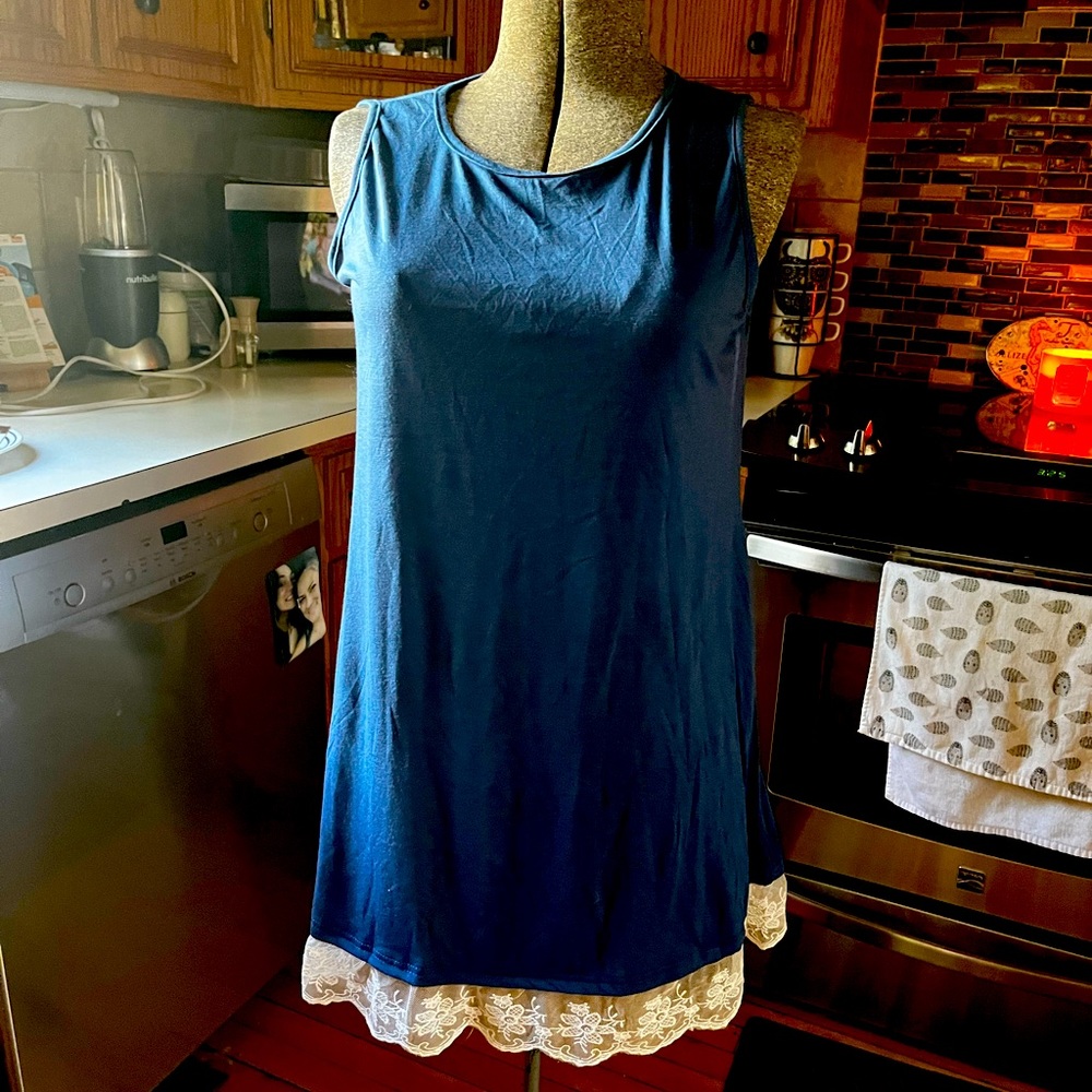 Cute, blue, tshirt dress with POCKETS